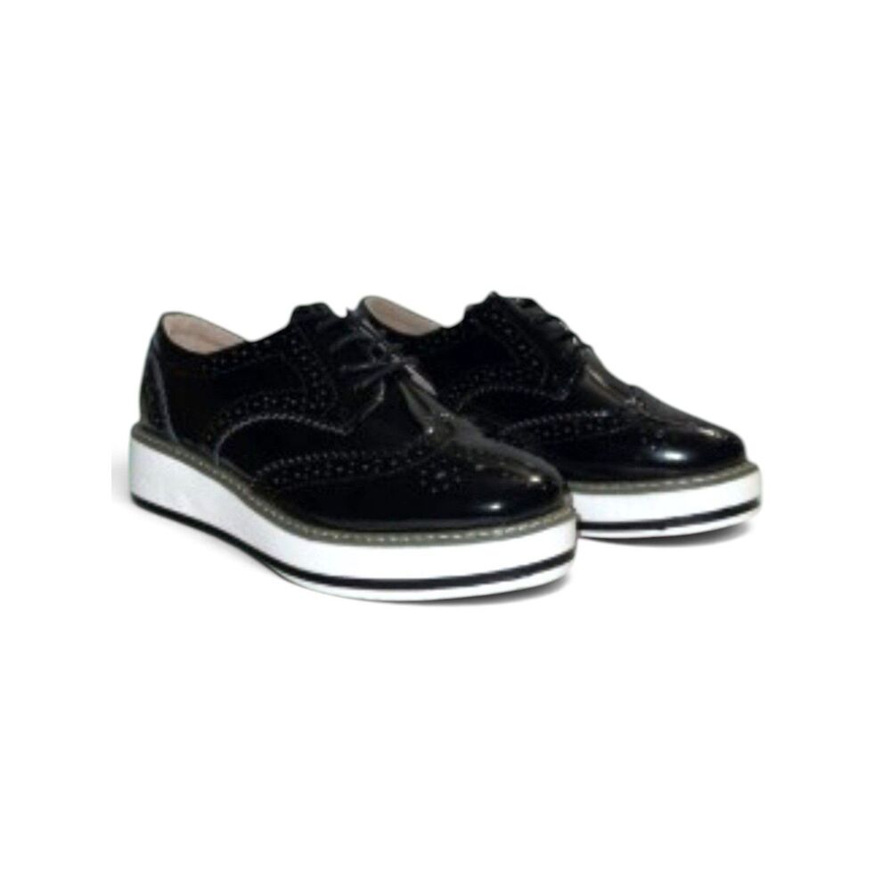 NIB Dadawen Shoes Dadawen Patent Leather Women's Platform Wingtip Oxfords EU 39